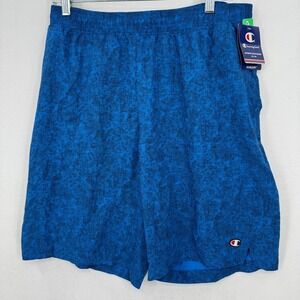 Champion Men's L Athletic Shorts Double Dry Blue Zip Pocket Moisture Wicking
